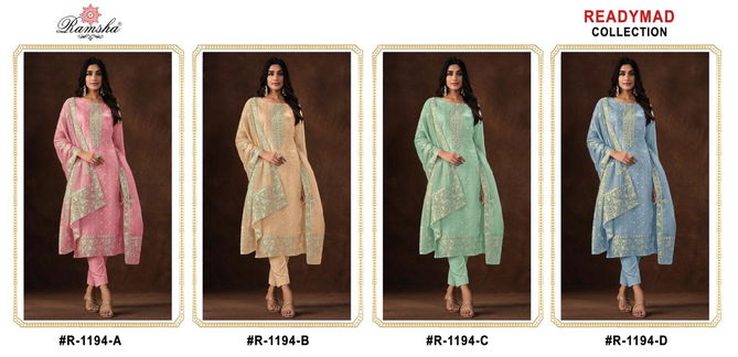 Ramsha R 1194 nx Organza Embroidery Pakistani Readymade Suit Wholesale Online